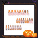 24 PCS Press On False Nails Short Medium Length Full Cover Acrylic Fake Nails Almond Shaped Ballerina Nails Cute Pumpkin Bat Ghost Spider Reusable Nails Nail Salons Home DIY