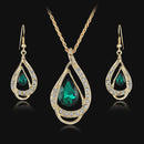 Double Drop Crystal Set Necklace Earrings