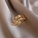 Titanium Steel Rose Gold Double Letter Rings