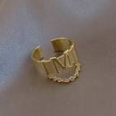 Titanium Steel Rose Gold Double Letter Rings