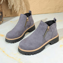 Fashion Ankle Boots With Side Zipper Ins Chunky Boots Autumn Winter Suede Shoes Women