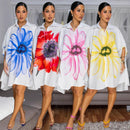 Elegant Printed Shirts With Lapel Collar Short Front And Mid Length Back