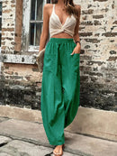 Women's Pants Solid Color Casual Elastic Pants With Pockets
