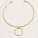 Women Collar Choker Necklace Big Circle Geometric Metal Pendants Torques Statement Necklaces