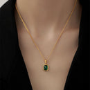 Simple Emerald Pendant Necklace Female Clavicle Chain