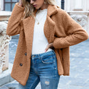 Loose Lapel Fluffy Coat Winter Button Jacket Cardigan Outwear For Women Clothing