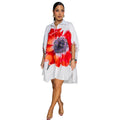 Elegant Printed Shirts With Lapel Collar Short Front And Mid Length Back