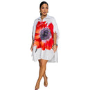Elegant Printed Shirts With Lapel Collar Short Front And Mid Length Back