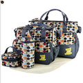5PCS Baby Nappy Diaper Bags Set Mummy Diaper Shoulder Bags W Nappy Changing Pad Insulated Pockets Travel Tote Bags