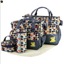 5PCS Baby Nappy Diaper Bags Set Mummy Diaper Shoulder Bags W Nappy Changing Pad Insulated Pockets Travel Tote Bags