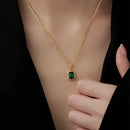 Simple Emerald Pendant Necklace Female Clavicle Chain