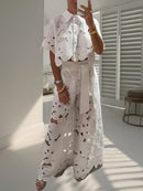 Cardigan Top And Wide-leg Pants Two-piece Set