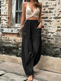 Women's Pants Solid Color Casual Elastic Pants With Pockets