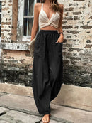 Women's Pants Solid Color Casual Elastic Pants With Pockets