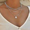 Women's Multilayer Necklace Ins Fashion Disc Pendant Clavicle Necklace Chains Personality Jewelry