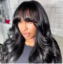 Pre Everything Glueless 13x5 Body Wave Lace Front Wig With Bangs Hd Pre Cut Lace Human Hair Wig For Black Women
