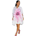 Elegant Printed Shirts With Lapel Collar Short Front And Mid Length Back