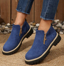 Fashion Ankle Boots With Side Zipper Ins Chunky Boots Autumn Winter Suede Shoes Women