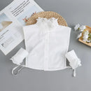 Fashion 2025 Front Tie White Fake Collar for Women Stand Detachable Collar Fake Girls Vintage Lace Ladies False Blouse Collar