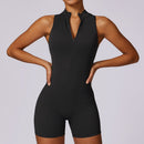 Fitness Yoga Jumpsuit With Zipper Summer Backless Shorts Jumpsuit Bodysuit For Women Clothing