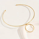 Women Collar Choker Necklace Big Circle Geometric Metal Pendants Torques Statement Necklaces
