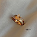 Titanium Steel Rose Gold Double Letter Rings