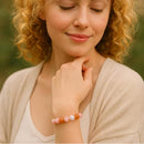 Healing Crystals Beaded Bracelets For Womens Natural Gemstone 8mm Beads Stretch Bracelets With Double Happiness Pendant