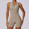 Fitness Yoga Jumpsuit With Zipper Summer Backless Shorts Jumpsuit Bodysuit For Women Clothing