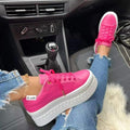 Chunky Heel Shoes Ankle Boots Lace-up Sneakers For Women