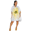 Elegant Printed Shirts With Lapel Collar Short Front And Mid Length Back