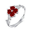 Sterling Silver Thorns Four-Leaf Clover Ring For Women